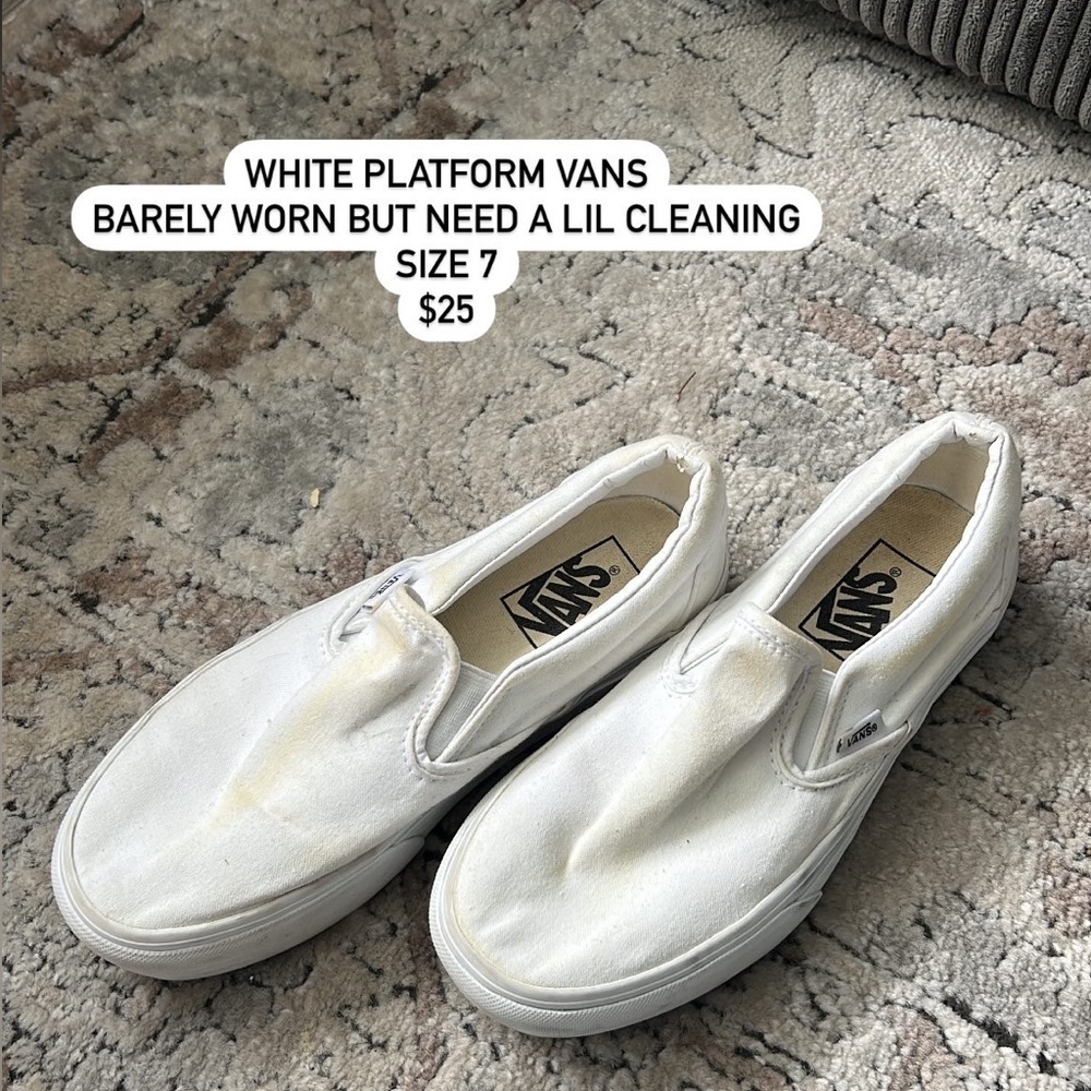 VANS platform slip-on/white/worn a few times but could use some cleaning/7 wmn